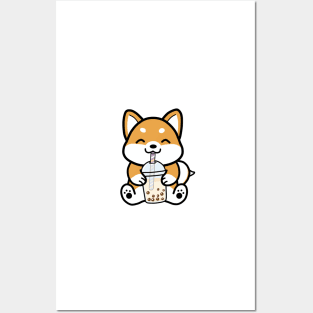 Shiba Loves Bubble Tea! Posters and Art